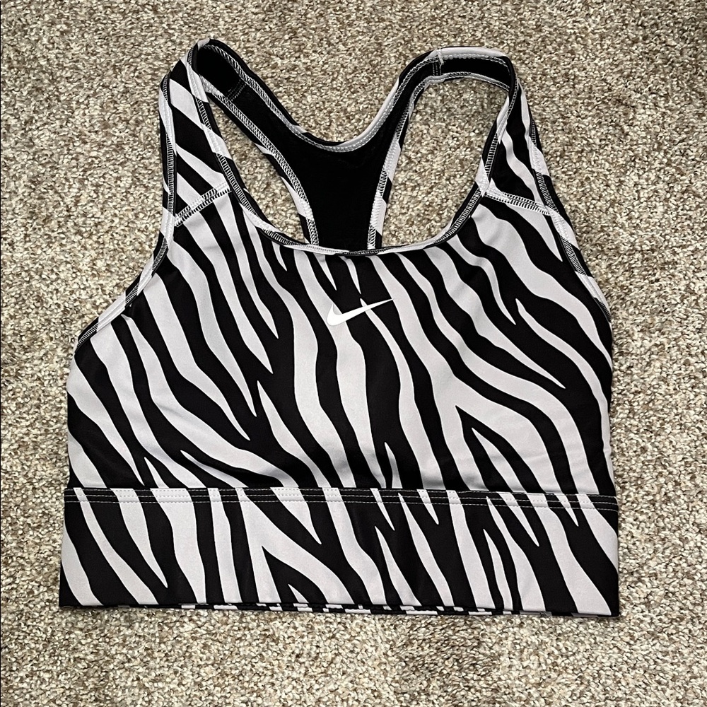 Nike Black and White Zebra Sports Bra